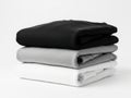 Stack of folded fabrics in black, gray, and white Royalty Free Stock Photo