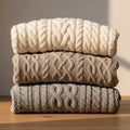 Stack of Folded Knitted Sweaters Royalty Free Stock Photo