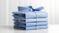 Stack of Folded Light Blue Dress Shirts Royalty Free Stock Photo