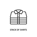 Stack of folded mens shirts flat line icon.