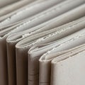 Stack of folded newspapers in close-up, highlighting the tex Royalty Free Stock Photo