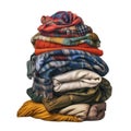 A Stack of Folded Plaid and Knit Fabrics Royalty Free Stock Photo