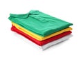 Stack of folded polo shirts on white background Royalty Free Stock Photo