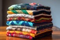 stack of folded quilts showcasing various patterns Royalty Free Stock Photo