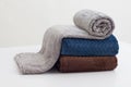 Stack of folded soft blankets Royalty Free Stock Photo