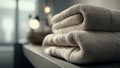 Stack of Folded Towels on Counter Royalty Free Stock Photo