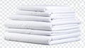 Stack of folded white bed sheets on transparent background for design elements Royalty Free Stock Photo