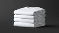 Stack of Folded White Cotton Clothes on Dark Grey Background in Studio Royalty Free Stock Photo
