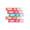 Stack folders. Colorful office documents. Binders paper