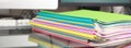 Stack of folders containing work documents in different colors Royalty Free Stock Photo