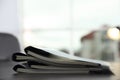 Stack of folders with documents on office table. Royalty Free Stock Photo