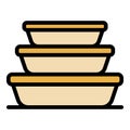 Stack food container icon color outline vector