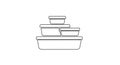 Stack of Food Containers - Line Art Royalty Free Stock Photo