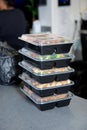 stack of food plastic contaienrs