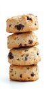 A stack of four biscuits with chocolate chips on top Royalty Free Stock Photo
