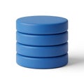 Stack of four blue discs resembling a database or data storage on a white background image Royalty Free Stock Photo