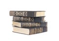 Stack of four books in a black fabric cover isolated Royalty Free Stock Photo