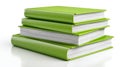 Stack of four books green covers white pages isolated on a transparent background ai generated Royalty Free Stock Photo