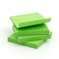 Stack of Four Bright Green Sticky Notes on a White Background post-it notes paper Royalty Free Stock Photo