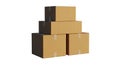 Stack of Four Cardboard Moving Boxes Arranged in a Pyramid on White Background packaging Royalty Free Stock Photo