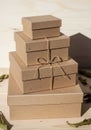 The largest box is at the base, with successively smaller boxes stacked Royalty Free Stock Photo