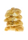 Stack four croissant on white background