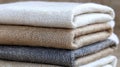 A stack of four different colored textured fabrics. Royalty Free Stock Photo