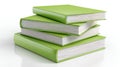 Stack of four light green hardcover books with white pages isolated on a transparent background ai generated Royalty Free Stock Photo