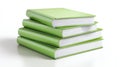 Stack of four light green hardcover books with white pages isolated on a transparent ai generated Royalty Free Stock Photo