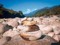 Stack of four stones with beautiful scenery background Royalty Free Stock Photo