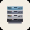 Stack of four stylized server units, each depicted in shades of blue and gray. They Royalty Free Stock Photo