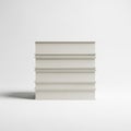 A stack of four white rectangular objects with horizontal lines on a plain background Royalty Free Stock Photo