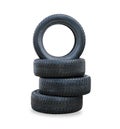 The stack of four winter new tires Royalty Free Stock Photo