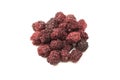 Stack of freeze dried raspberries isolated on white background. Dietary food Royalty Free Stock Photo