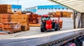 Stack of Freight Containers at the Docks with Truck Royalty Free Stock Photo