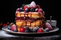 stack of french toast with berries on top