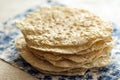 Stack of fresh armenian homemade lavash bread on plate Royalty Free Stock Photo