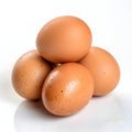 Group of Brown Eggs Stacked Isolated on White Background Royalty Free Stock Photo