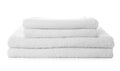 Stack of fresh clean towels on white background Royalty Free Stock Photo