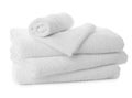 Stack of fresh clean towels on white Royalty Free Stock Photo