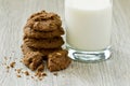 Stack of fresh cookies and a glass of milk Royalty Free Stock Photo