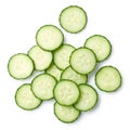 Stack of fresh cucumber slices isolated on white background Royalty Free Stock Photo