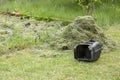 Stack of fresh cut grass on the lawn Royalty Free Stock Photo