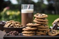 Stack of fresh and delicious chocolate chip cookies Royalty Free Stock Photo