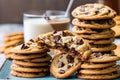 Stack of fresh and delicious chocolate chip cookies Royalty Free Stock Photo