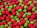 Stack of fresh green and red apples. 3D illustration Royalty Free Stock Photo