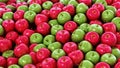 Stack of fresh green and red apples. 3D illustration Royalty Free Stock Photo