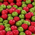 Stack of fresh green and red apples. 3D illustration Royalty Free Stock Photo