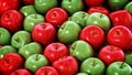 Stack of fresh green and red apples. 3D illustration Royalty Free Stock Photo