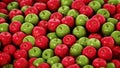 Stack of fresh green and red apples. 3D illustration Royalty Free Stock Photo